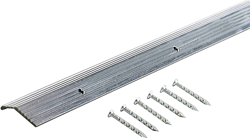 M-D 78006 Carpet Trim, 36 in L, 7/8 in W, Fluted Surface, Aluminum, Silver