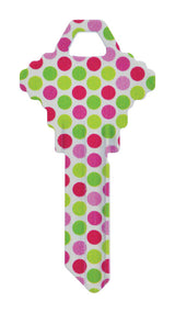 HILLMAN Wackey Polka Dots House/Office Universal Key Blank SC1 Single, Pack of 6