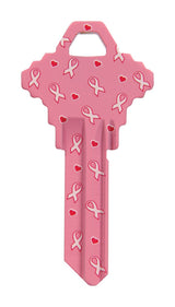 HILLMAN Breast Cancer Awareness Pink Breast Cancer Ribbon House/Office Universal Key Blank SC1 Singl, Pack of 6