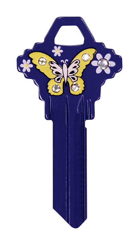 HILLMAN DIVA Butterfly & Flowers House/Office Universal Key Blank SC1 Single, Pack of 6
