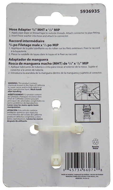 Landscapers Select PMB-469LFBC Hose Adapter, 3/4 x 1/2 in, MHT x MIP, Brass, Brass, For: Garden Hose