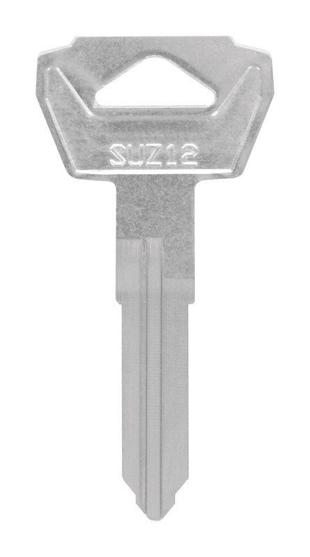 HILLMAN Traditional Key Motorcycle Key Blank Double For Suzuki Silver, Pack of 10