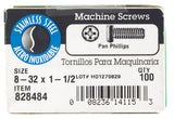 HILLMAN No. 8-32 X 1-1/2 in. L Phillips Flat Head Stainless Steel Machine Screws 100 pk