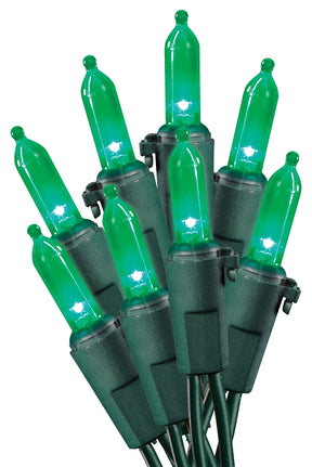 Hometown Holidays U10E406F Mini Light Set, Christmas, 120 V, 4.8 W, 50-Lamp, LED, Green, 25000 hr Average Life