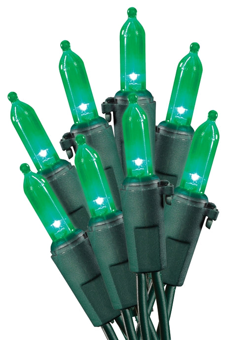 Hometown Holidays U10E406F Mini Light Set, Christmas, 120 V, 4.8 W, 50-Lamp, LED, Green, 25000 hr Average Life