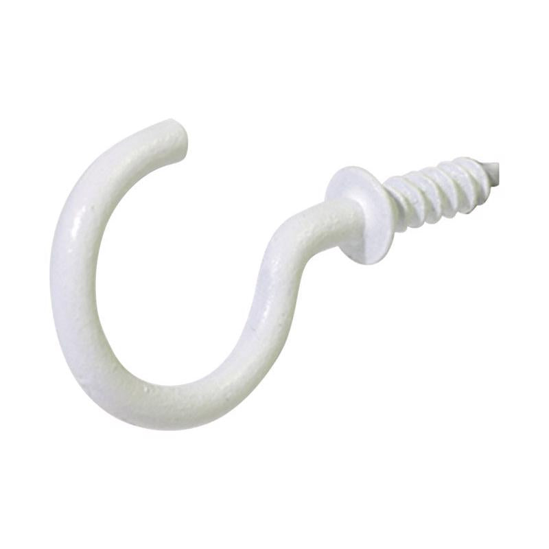 HILLMAN Small White Metal 7/8 in. L Cup Hook 1 lb 8 pk, Pack of 10