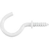 HILLMAN Small White Metal 7/8 in. L Cup Hook 1 lb 8 pk, Pack of 10