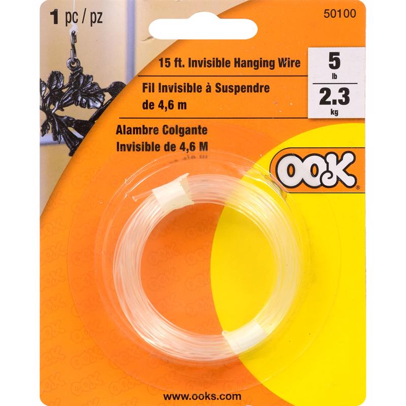 HILLMAN OOK 15 ft. L Plastic 20 Ga. Invisible Cord, Pack of 12