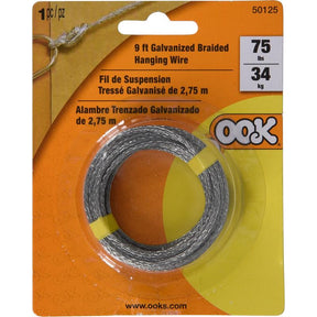 HILLMAN OOK 9 ft. L Galvanized Steel 6 Ga. Picture Hanging Cord, Pack of 12