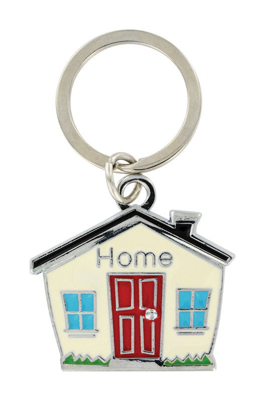 HILLMAN Metal Black/Silver House Keychain, Pack of 3