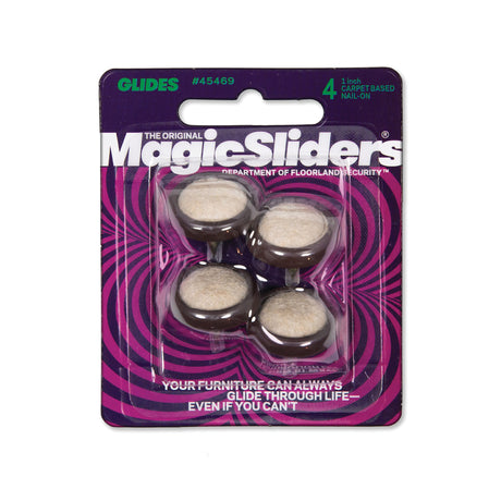 Magic Sliders Brown/Gray 1 in. Nail-On Carpet/Plastic Cushioned Glide 4 pk, Pack of 6