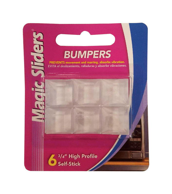 Magic Sliders Vinyl Self Adhesive Bumper Pads Clear Square 3/4 in. W X 3/4 in. L 6 pk, Pack of 6
