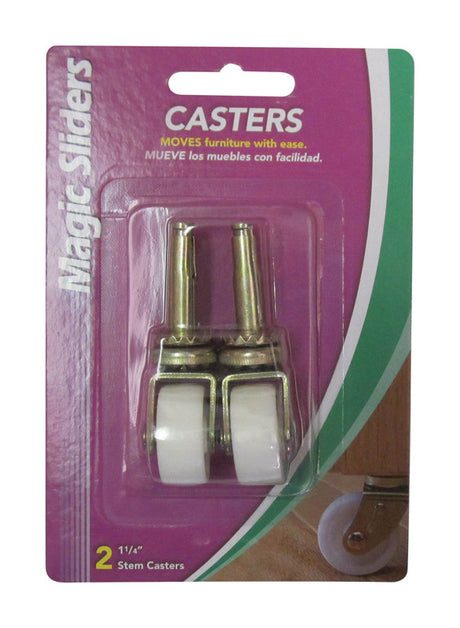 Magic Sliders 1-1/4 in. D Plastic Caster with Stem 40 lb 2 pk, Pack of 4