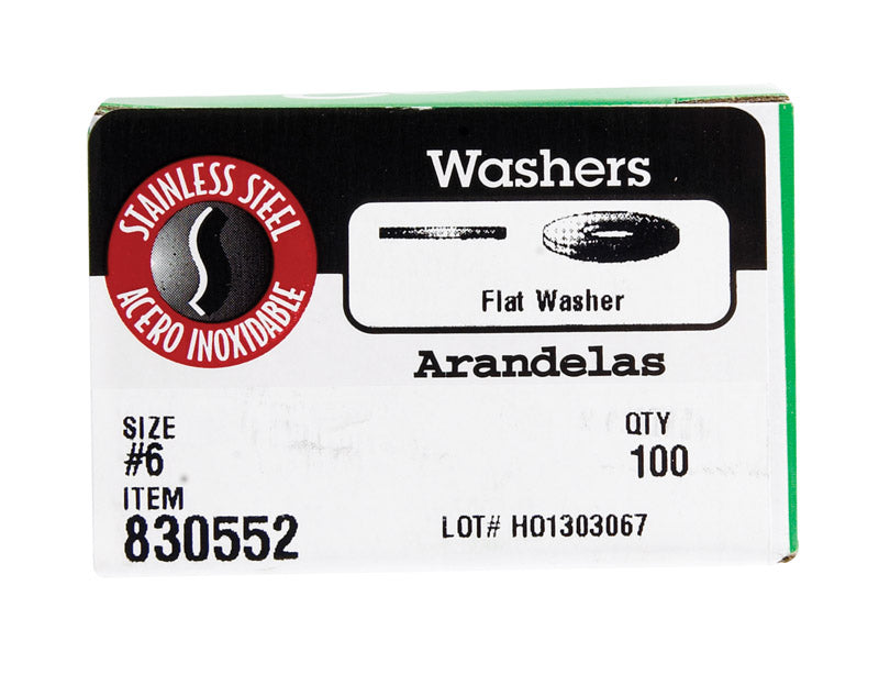 HILLMAN Stainless Steel .138 in. Flat Washer 100 pk