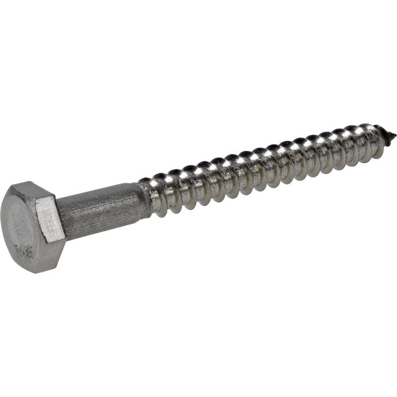 HILLMAN 1/4 in. X 2-1/2 in. L Hex Stainless Steel Lag Screw 25 pk