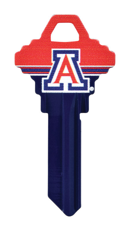 HILLMAN NCAA Arizona Wildcats House/Office Key Blank 68 Single For Schlage Locks Blue/Red, Pack of 6