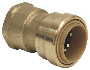 B & K ProLine Series 630-204HC Adapter, 3/4 in, Push-Fit x Female Adapter, Brass, 200 psi Pressure