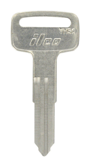 HILLMAN Traditional Key Motorcycle Key Blank Double For Yamaha Black/Silver, Pack of 10