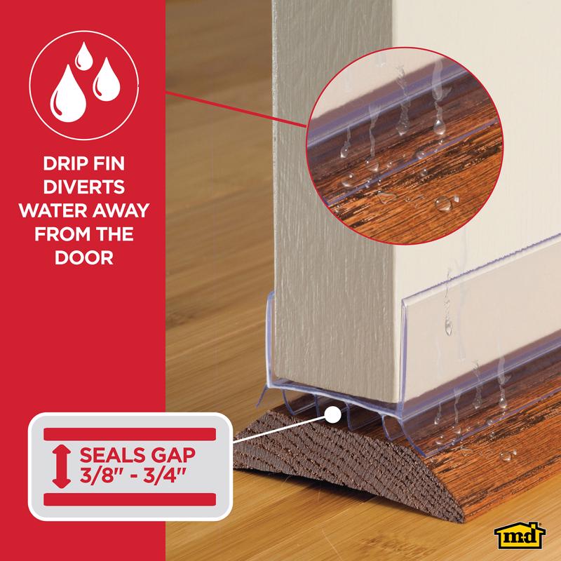 M-D Building Products CINCH Clear Vinyl Under Door Seal For Doors 36 in. L X 1.75 in.