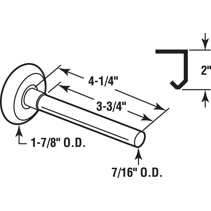 Prime-Line GD 52140 Door Roller, 1-7/8 in Dia Roller, 1/2 in W Roller, Steel, White