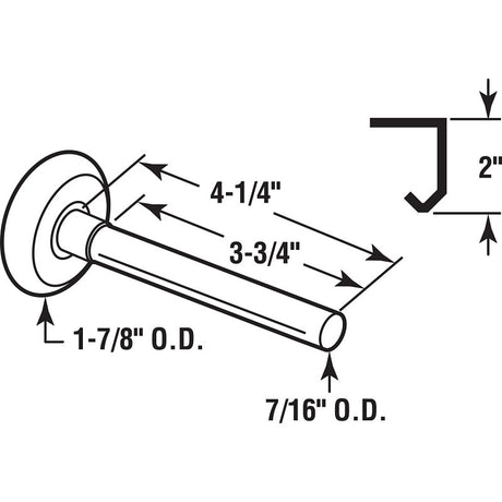 Prime-Line GD 52140 Door Roller, 1-7/8 in Dia Roller, 1/2 in W Roller, Steel, White