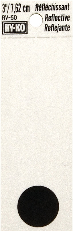 Hy-Ko RV-25/. Reflective Sign, Character: ., 2 in H Character, Black Character, Silver Background, Vinyl, Pack of 10