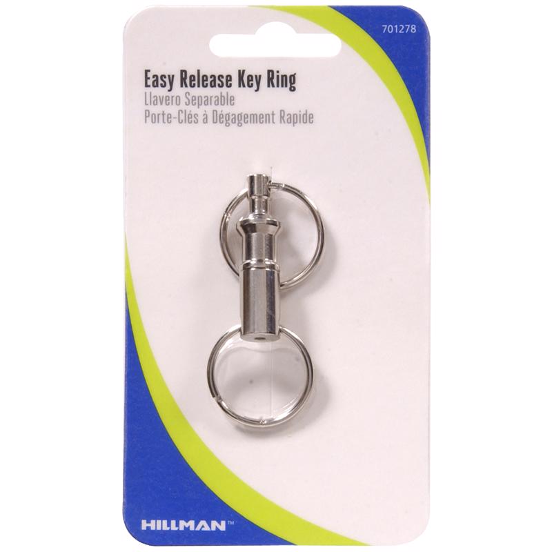 HILLMAN 1 in. D Metal Chrome Pull Apart Key Ring, Pack of 12
