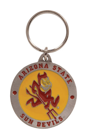 HILLMAN NCAA Tempered Steel Red Split Ring Keychain, Pack of 3