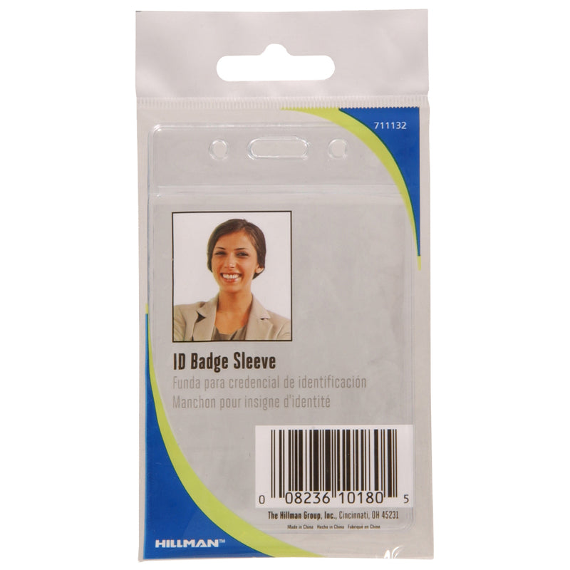 HILLMAN Plastic Clear ID Holder Badge Sleeve, Pack of 5