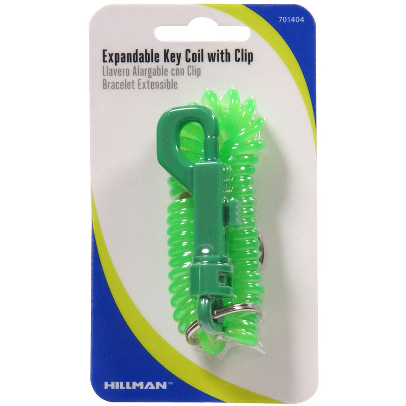 HILLMAN Plastic Assorted Jogger's Wrist Coil Keychain, Pack of 12