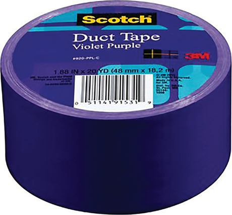 Scotch 920-PPL-C Duct Tape, 20 yd L, 1.88 in W, Cloth Scrim/Polyethylene Backing, Violet Purple