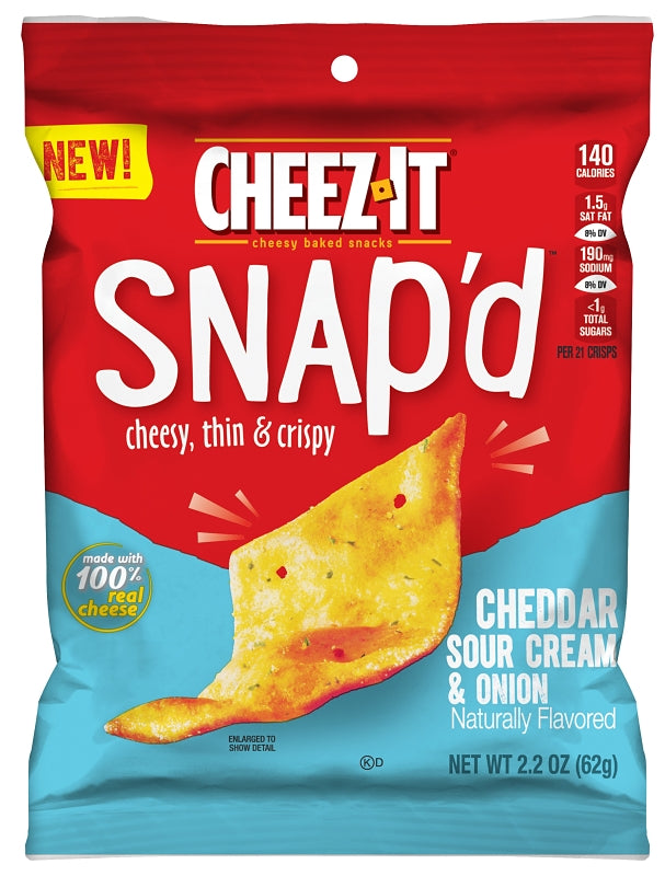 Cheez-It KEE11460 Baked Snacks, Cheddar Sour Cream, Onion, 2.2 oz, Pack of 6