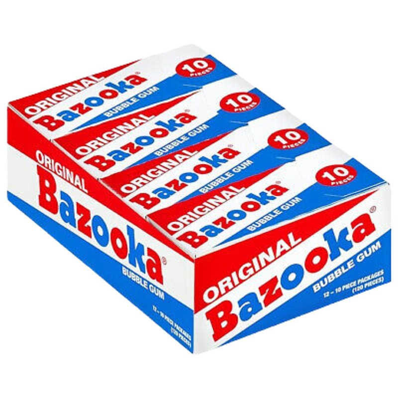 Bazooka 569618 Chewing Gum, Blue Raspberry, 2.11 oz Pack, Pack of 12