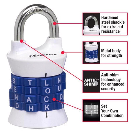 Master Lock 1-1/2 in. W Metal 4-Dial Combination Combination Padlock