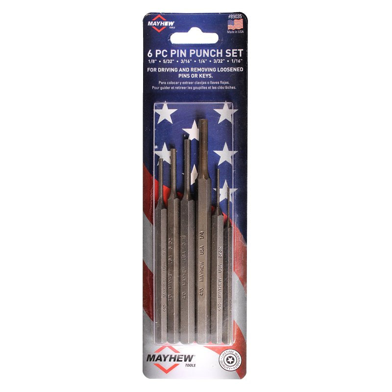 Mayhew 89035 Pin Punch Set, 6-Piece, Steel