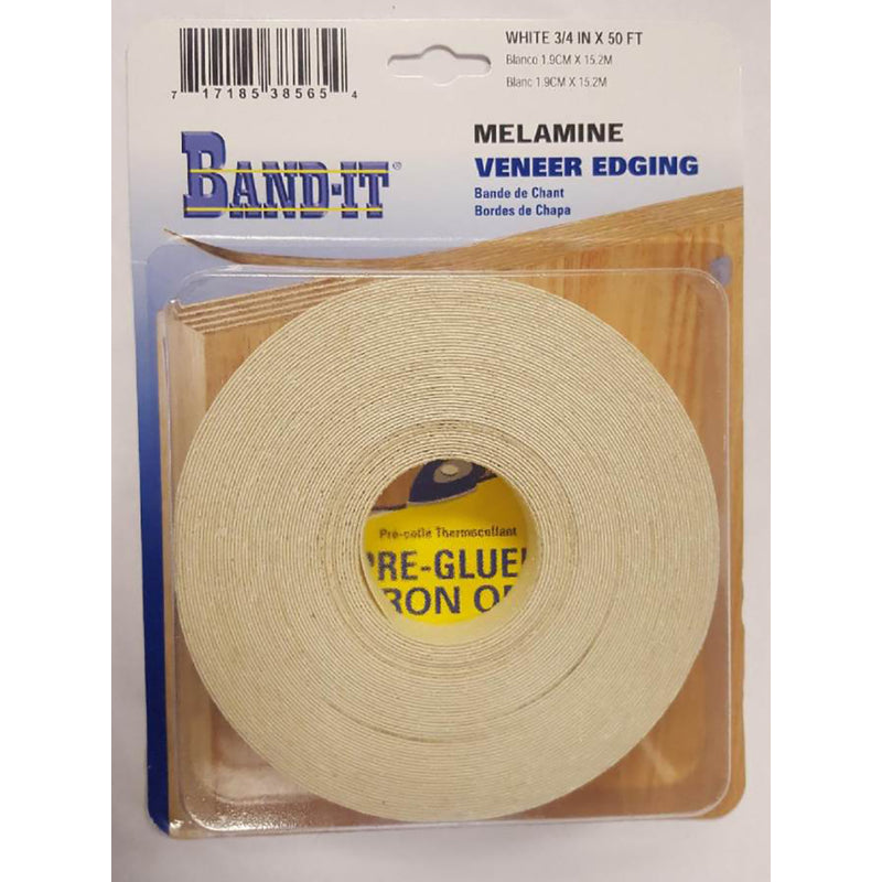 Band-It .030 in. X 3/4 in. W X 50 ft. L White Melamine Veneer Edging #2/BTR Premium Grade, Pack of 12