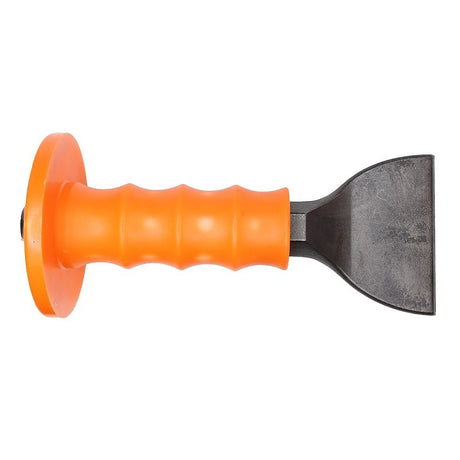 Mayhew 35005 Handguarded Mason Chisel, 3 in W Blade, 7-3/4 in OAL, Tool Steel Blade, Plastic Handle