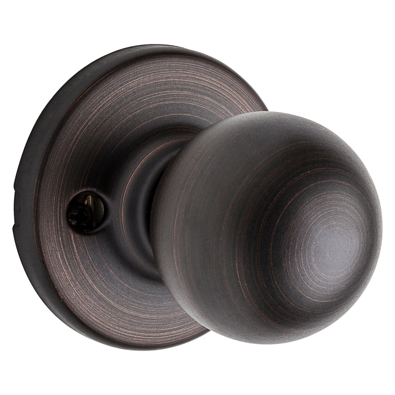 Kwikset 200P 11PCP Passage Knob, Polo, 2-23/32 in L x 2-5/8 in W x 2-5/8 in H Dimensions, Zinc, Venetian Bronze