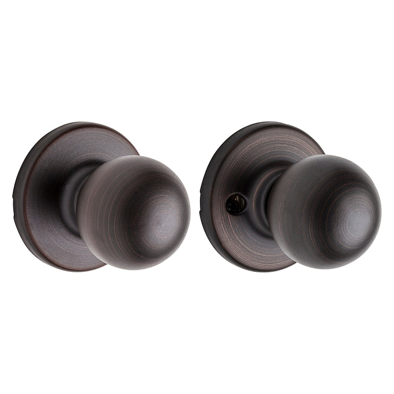Kwikset 200P 11PCP Passage Knob, Polo, 2-23/32 in L x 2-5/8 in W x 2-5/8 in H Dimensions, Zinc, Venetian Bronze