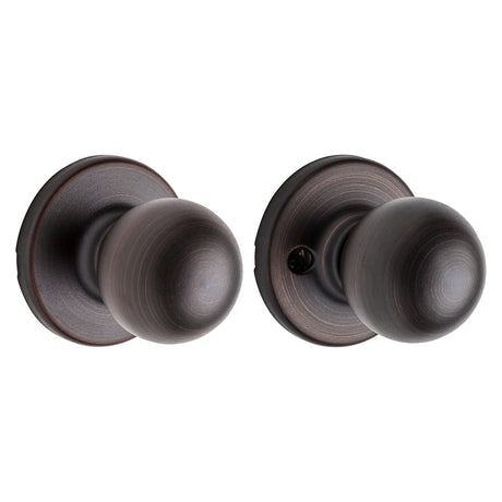 Kwikset 200P 11PCP Passage Knob, Polo, 2-23/32 in L x 2-5/8 in W x 2-5/8 in H Dimensions, Zinc, Venetian Bronze