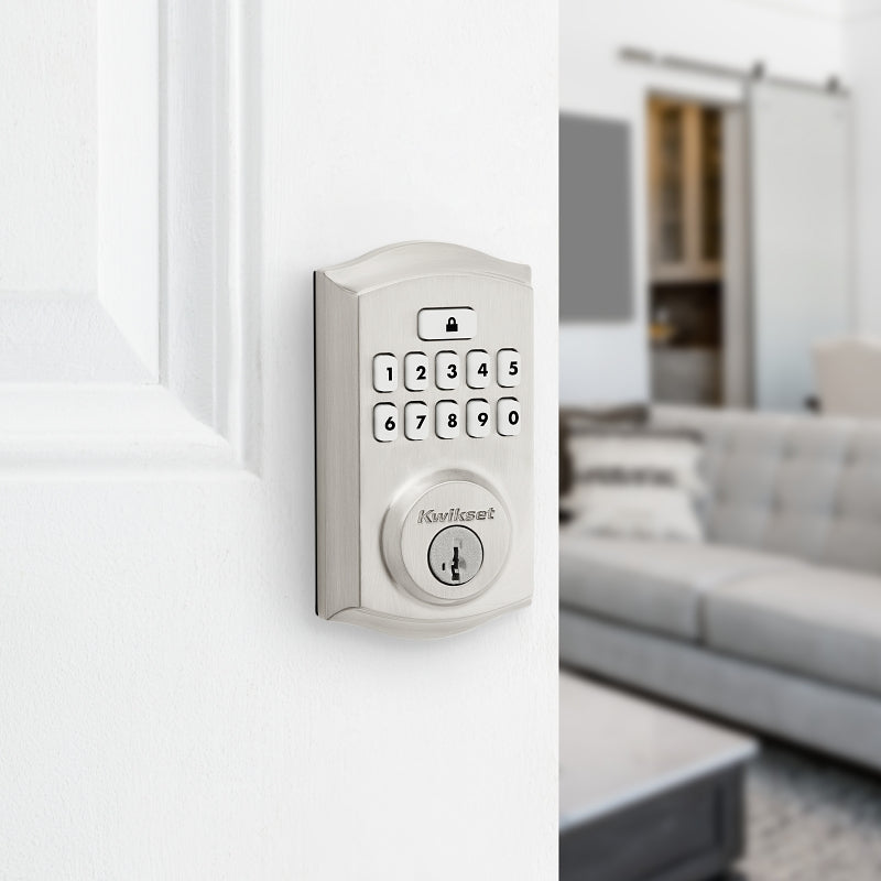 Kwikset 260 Series 9260 TRL 15 SMT RBP Smartcode Deadbolt with Tustin Lever, 2 Grade, Keyed One-Side Key, Satin Nickel