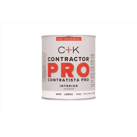 C+K Contractor Pro Flat White Paint Interior 1 qt, Pack of 4