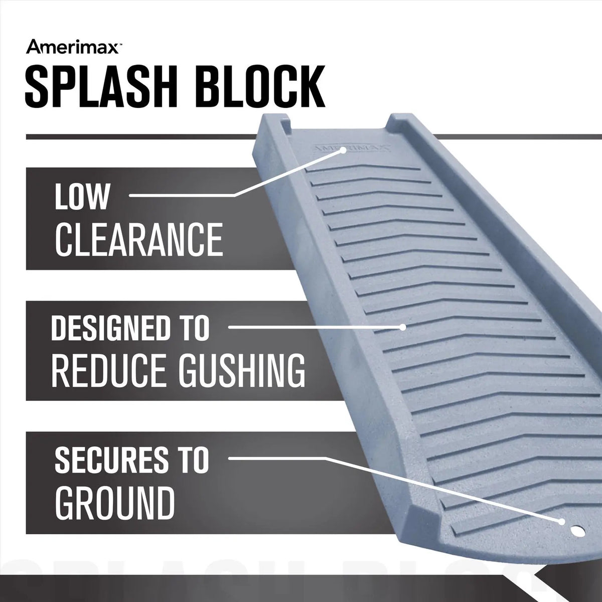 Amerimax 3014-12 Splash Block, 24 in L, 11-1/2 in W, Slate Gray, Polypropylene