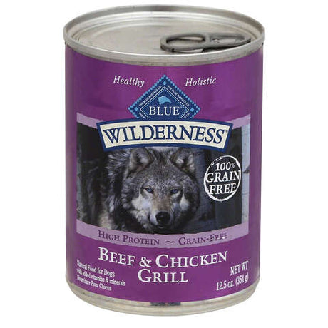 Blue Buffalo Wilderness All Ages Beef and Chicken Dog Food Grain Free 12.5 oz, Pack of 12