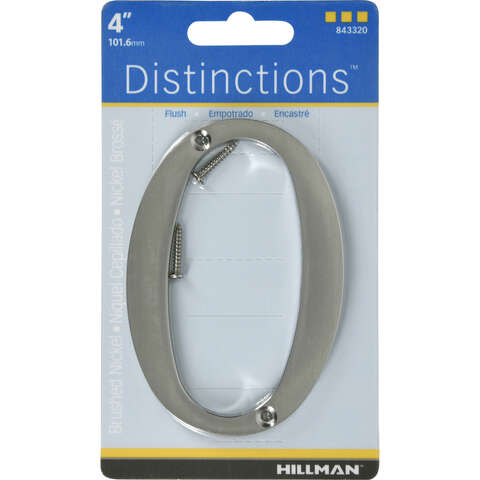 HILLMAN Distinctions 4 in. Silver Zinc Die-Cast Screw-On Number 0 1 pc, Pack of 3