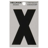 HILLMAN 3 in. Reflective Black Vinyl Self-Adhesive Letter X 1 pc, Pack of 6