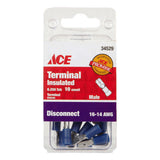 Ace Insulated Wire Male Disconnect Blue 10 pk