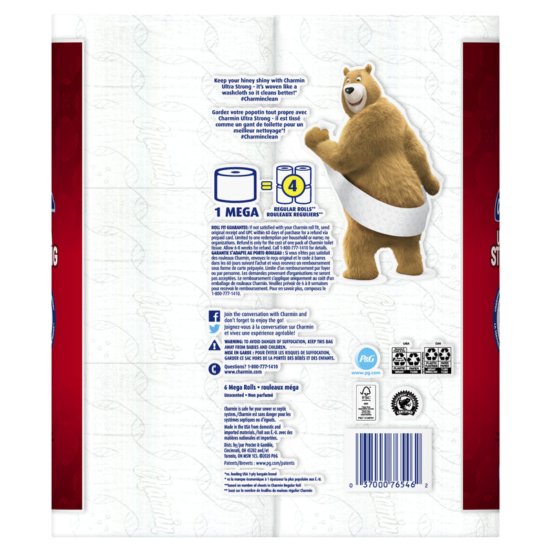 Charmin Ultra Strong Toilet Paper 6 Rolls 286 sheet 186 ft., Pack of 4