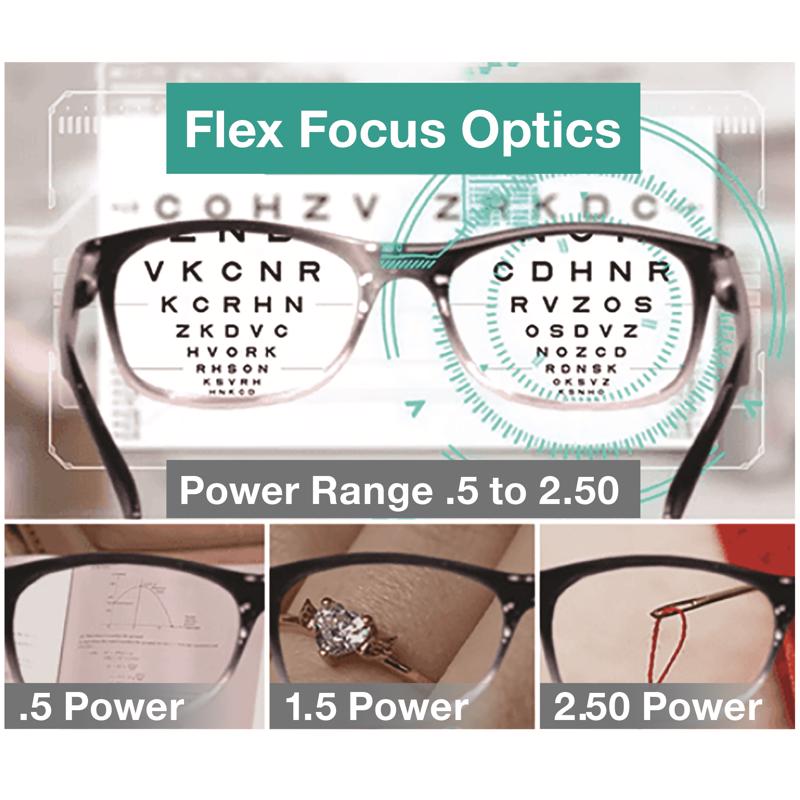 OnePower As Seen On TV Black Flex Focus +.50 - 2.50 Strength Unisex Reading Glasses