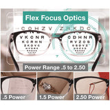 OnePower As Seen On TV Black Flex Focus +.50 - 2.50 Strength Unisex Reading Glasses